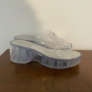 Bamboo clear jelly platform wedges